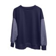 thumbnail image 5 of CAIXIA Oversized Sweaters For Women Plaid Patchwork Color Block Crewneck Long Sleeve Pullover Tops Soft Basic Clothes Casual Shirts Work Outfits Fall Winter Clothes,Navy, 5 of 5