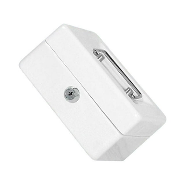 relayinert Home Office Hotel Lockable Mini Money Cash Case Bedroom Bracelet Coin Tray Thick Safe Box with Lock Security Container White