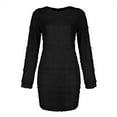 thumbnail image 5 of IDALL Long Sleeve Dress,Petite Dresses Women's Sweater Jumper Dress Short Mini Dress Long Sleeve Solid Color Patchwork Elegant Dresses,Womens Dresses,Casual Dresses for Women Black Dress L, 5 of 5