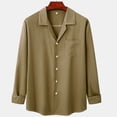 thumbnail image 2 of HAPIMO Loose Shirts Cardigan for Men Fashion Casual Long Sleeve Work Outwear Solid Color Comfy Daily Button Lapel Pocket Fall Winter Holiday Army Green XXL, 2 of 4