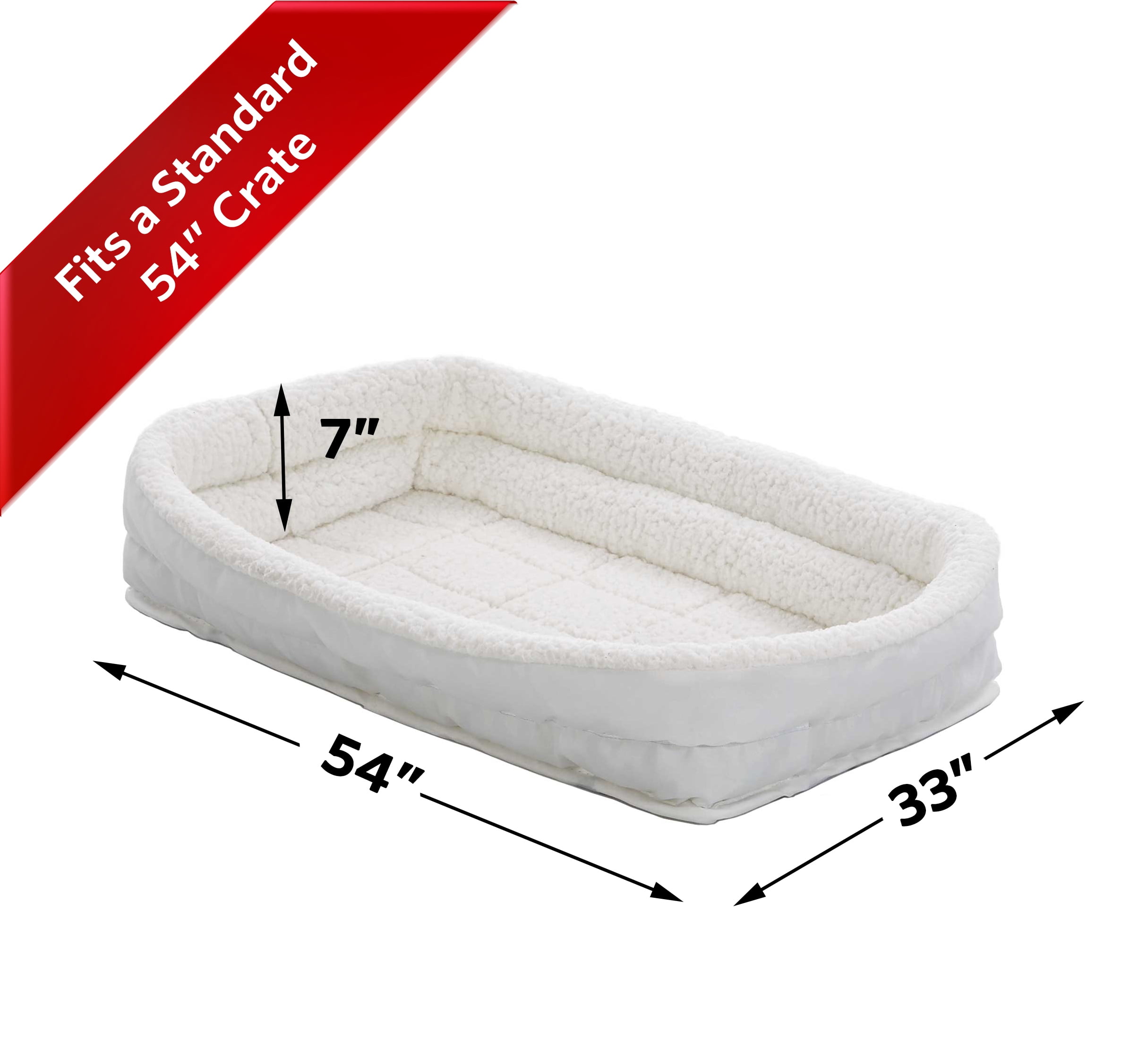 Midwest Homes for Pets QuietTime Double Bolster Dog Bed & Crate Mat White, 54 Inch
