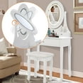 thumbnail image 2 of AKDSteel Coiffeuse Antique Blanche de Style Ferme – Miroir Éclairé à LED, Tabouret Rembourré, 3 Tiroirs de Rangement, Table de Maquillage pour Chambre, 2 of 7