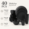 thumbnail image 2 of Homienly Dish Set for 8 40PCS Black Wheat Straw, Lightweight Unbreakable Plate and Bowl set, BPA Free, Stackable, Microwave and Dishwasher Safe for Home, Dorm and Travel, 2 of 7