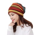 thumbnail image 3 of Tittly Winter Hats Beanie Women Cap Scarf Stripe Wrap Hat Head Hat Ruffle Turban Collar Baseball Caps Skull Caps Hats for Women Orange One Size, 3 of 9