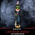 thumbnail image 4 of Haunted Hill Farm 4-Ft. Scary Witch Holding a Broom, LED Lighted Eyes, Resin Halloween Prop, Indoor or Covered Outdoor Decoration, HHRS048-1WTC-MLT, 4 of 9