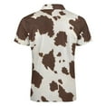 thumbnail image 5 of Brown Cowhide Leather Men Zipper T-shirt Summer Casual Short Sleeve T-shirt Top, 5 of 7