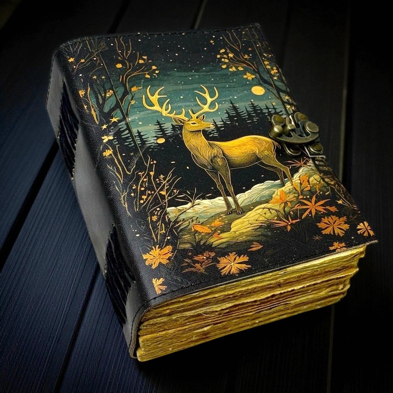 Leather Grimoire Deer Leather Journal – 5x7 Inch – Handmade Vintage Paper – 200 Pages