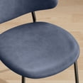 thumbnail image 3 of Upholstered PU Leather Dining Chairs (Set of 4), Mid-Century Modern, Curved Backrest, Blue, 3 of 8