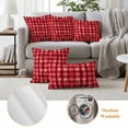 thumbnail image 6 of Red Plaid Outdoor Waterproof Pillow Covers, Modern Art Checkered Farmhouse Decorative Square Throw Pillowcase Sofa Cushion Sham for Patio/Couch/Chair, 16"x16" 2 Pack, 6 of 8