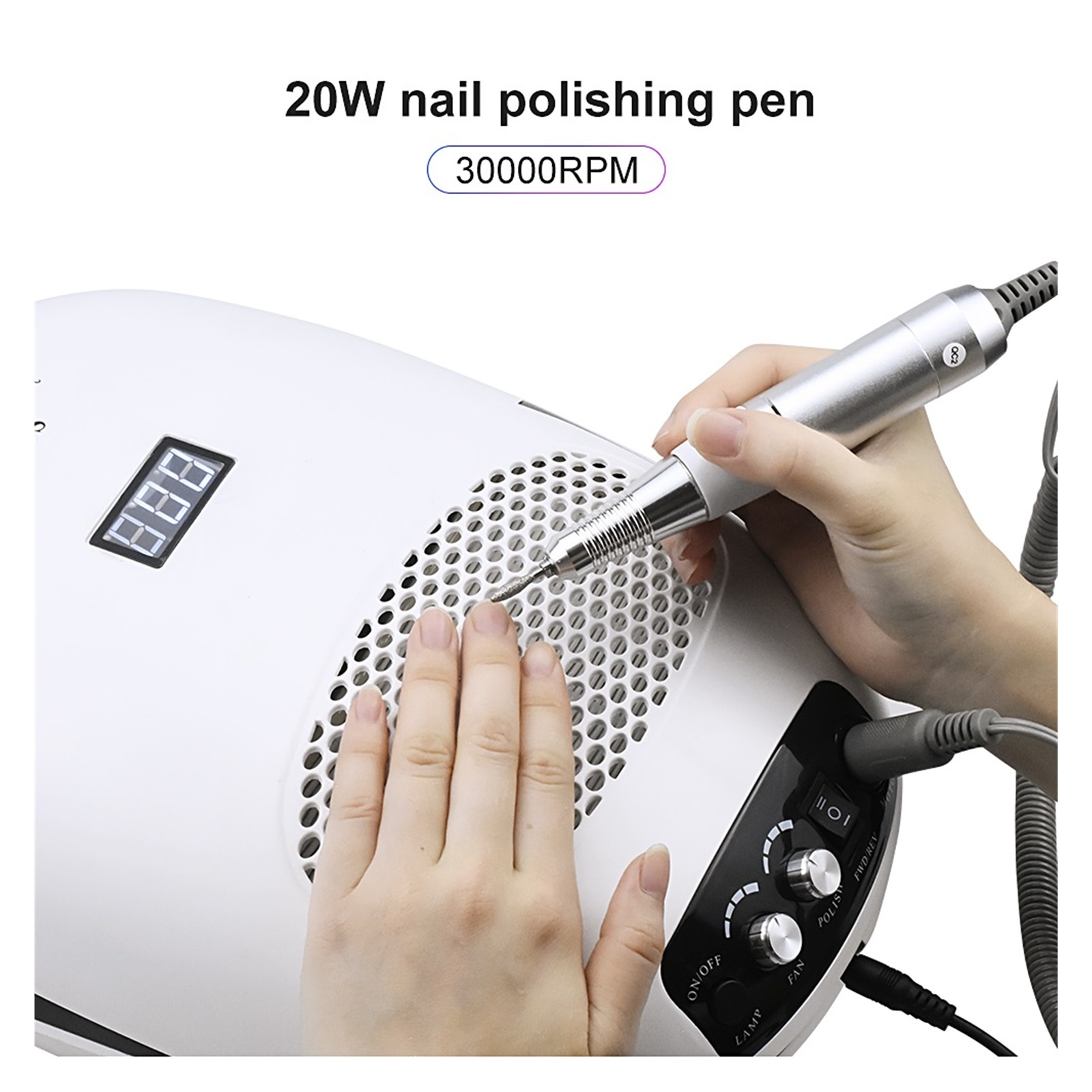 Nail Dust Vacuum, 140W 3-IN-1Multifunction Nail Dust Vacuum Cleaner Electric Nail Drill UV LED Nail Lamp Manicure Machine For Nail Salon Too ,Powerful Suction