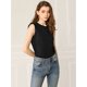 thumbnail image 3 of Blusa Allegra K Sin Mangas De Oficina Recorte De Volantes Camiseta Casual De Verano Para Mujer Negro XL, 3 of 6