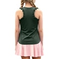 thumbnail image 3 of LILIYA Girl's Summer Workout Tank Tops Kids Ruffle Sleeveless Racerback Crewneck Casual Loose Fit Shirts Running Gym Athletic Cozy Yoga Tee Shirts, 3 of 8