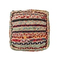 thumbnail image 4 of Laddha Home Designs Hand-Braided Bohemian Striped Square Pouf Ottoman - 18" - Multicolor, 4 of 6