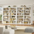 thumbnail image 6 of Hiphuta 63"W Extra Large and Sturdy Bookcase, Double Wide 6-Tier Bookshelf, Tall Bookcase for Home Office and Living Room, Wooden Freestanding Display Shelf, White, 6 of 7