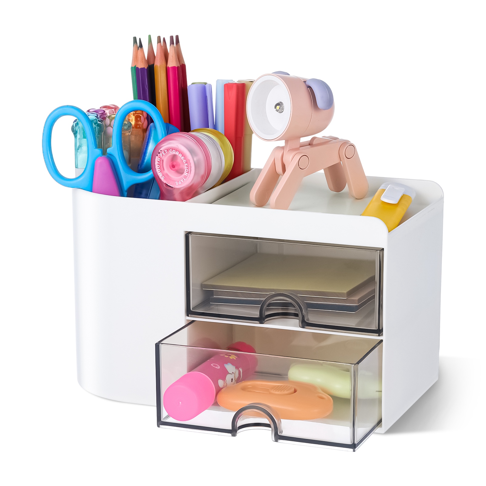 sixwipe Office Desk Organizer with Drawer, Acrylic Desks Organizer