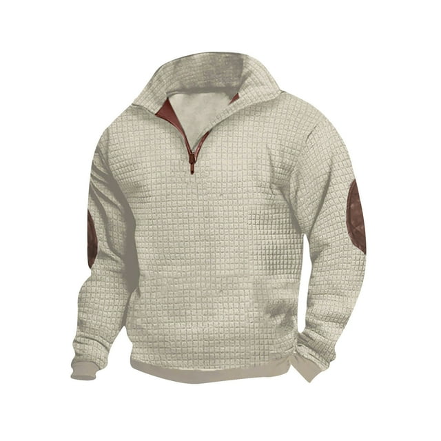 pstuiky Camisas de manga larga de invierno para hombre, Camisa/Top de manga larga con cuello alto, holgada, con cremallera y cuello alto para hombre camisetas de hombre l