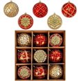 thumbnail image 1 of bolas navideñas - Juego de adornos navideños - Bolas navideñas pintadas en rojo y dorado, exquisitas bolas navideñas de 3,94 pulgadas para varias fiestas navideñas, 1 of 5