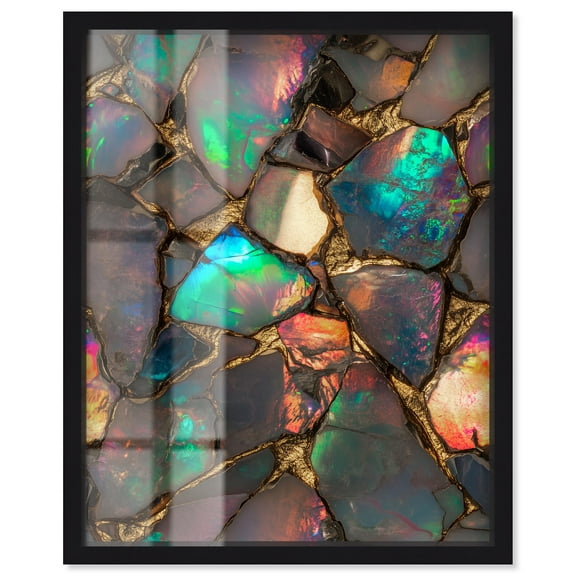 Stonic Rainbow Shadowbox Print Geode Art Prints by Art Remedy, Black Frame, 16 x 20