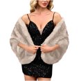 thumbnail image 3 of qolati Faux Furs Shawl Wraps for Women Winter Warm Scarf for Wedding Cape Vintage Cover Up for Bride and Bridesmaids Evening Dresses, 3 of 5