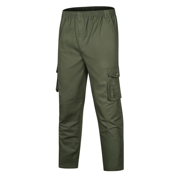 DPTALR Men's Linen Blend Elastic Waist Beach Casual Trousers, Breathable, Comfortable, Soft, Full Length, Army Green Big and Tall Men XL