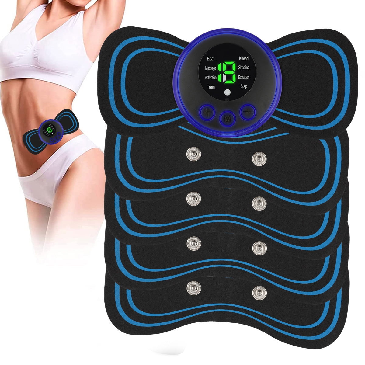 TOPINCN Wireless Mini EMS Massager Tens Machine Rechargeable Neck Back, Wireless Mini Massager 