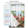 thumbnail image 4 of No Hook Shower Curtain with Snap-in Liner, Spring Easter Waterproof Fabric Bathroom Curtains, Easter Eggs Cats Bunny Tulips Farmhouse Bath Curtains & Mesh Top Window Standard 72"x72", 4 of 9