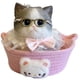 thumbnail image 1 of Gato Squishy Gigante Big Taba - Juguete Kawaii Antiestrés Jumbo de 15 cm con Cesta Tejida y Gafas (Blanco y Gris), 1 of 7