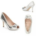 thumbnail image 2 of Lauren Lorraine Pauline Peep Toe Mirror Rinestone Evening Formal Dress Pumps (Silver, 6), 2 of 2