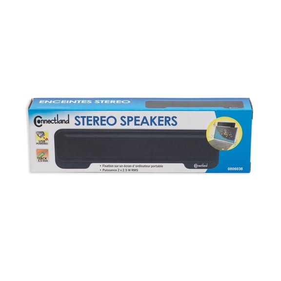Connectland 1486-CL-SPK20138 USB Computer Speakers with Sound Bar Speaker System, Black