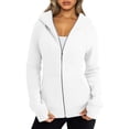 thumbnail image 5 of Solid Color Women Jacket with Hood Women's Plush-lined Hoodie Jacket with Zipper Closure Pockets Elastic Cuffs Solid Color Coat Women Hoodie Jacket, 5 of 7