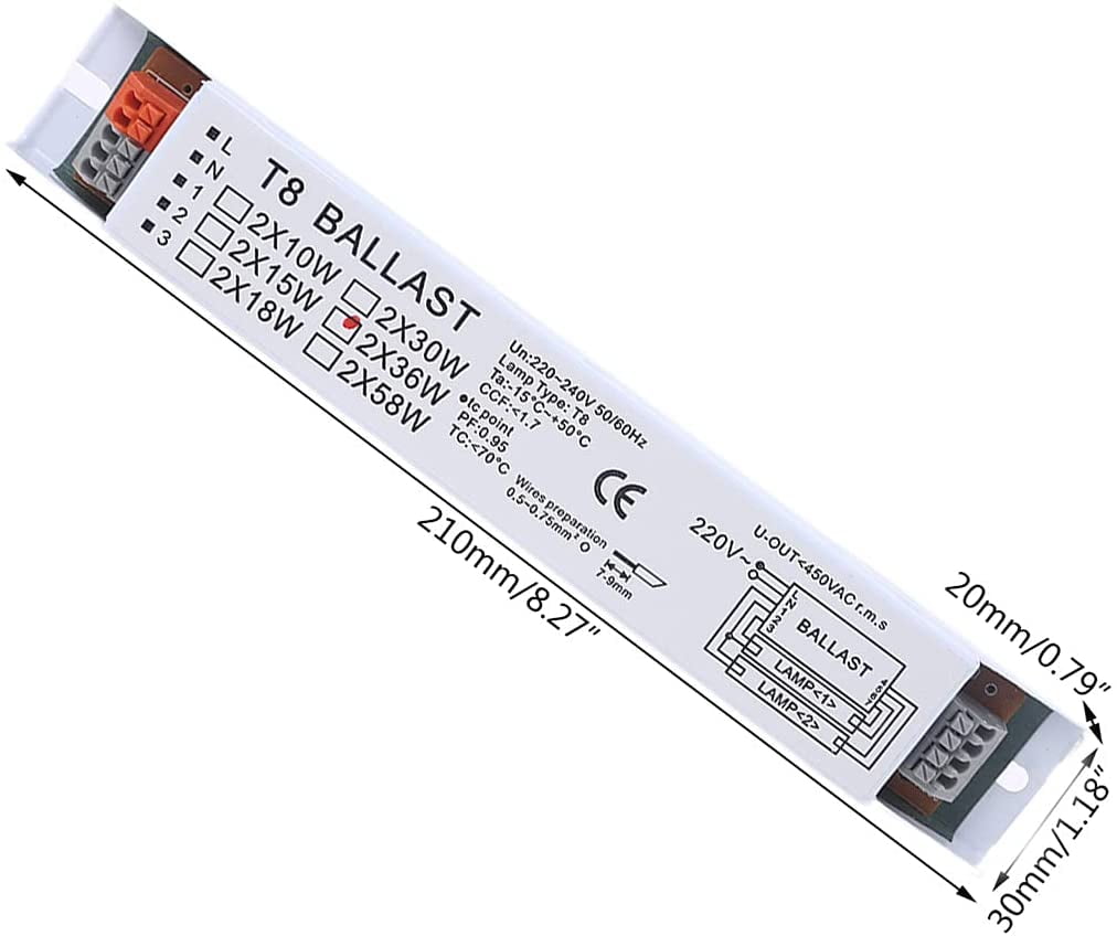 T8 220-240V AC 2x30W Wide Voltage Electronic Ballast Fluorescent Lamp Ballasts 