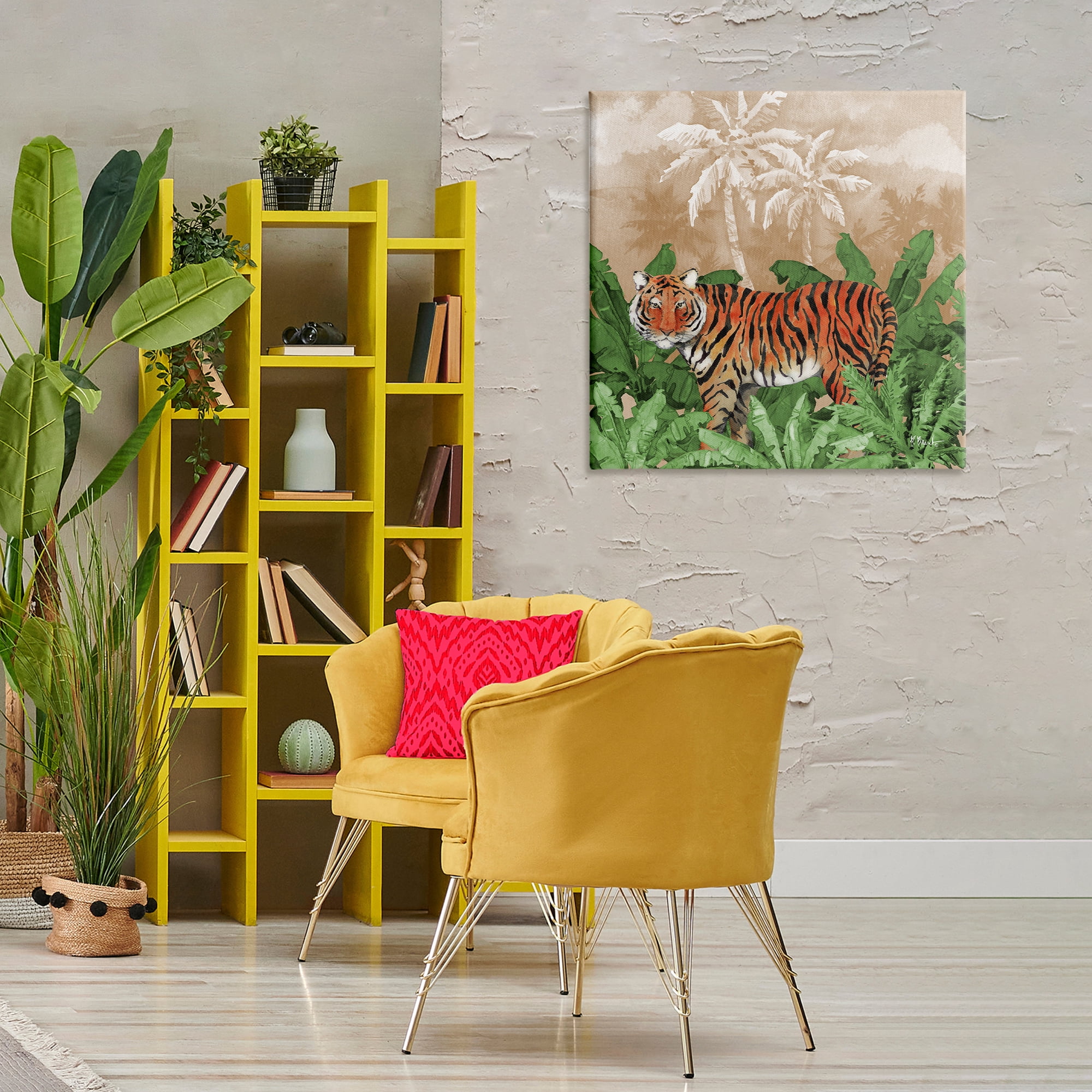 Stupell Industries Jungle Life Tiger Animals & Insects Painting Gallery Wrapped Canvas Art Print Wall Art, 30 x 30