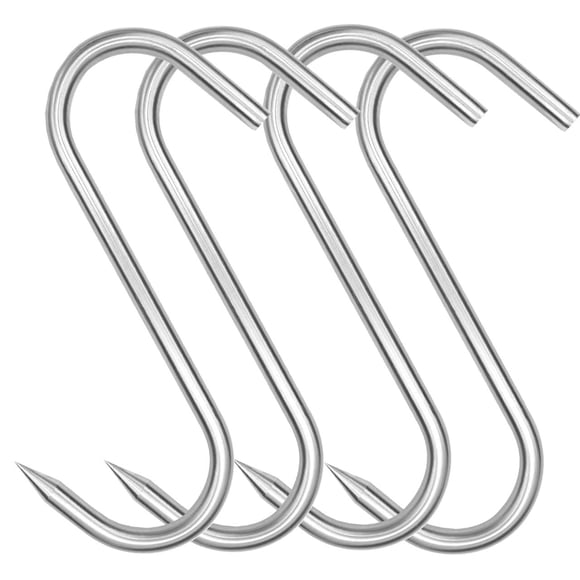 HONSHEN Meat Hook, 8Inch 10mm Heavy Duty S-Hooks Stainless Steel Meat Processing Butcher Hooks (10mm8inch)