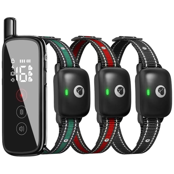 Heaflex Dog Training Collar With Remote Control - 3 Safety Modes(Beeping,Vibration,Electric Shock),2600 Feet Range,Rechargeable,Waterproof Receiver, Small To Large Dogs (Black)-Three Collar Sets