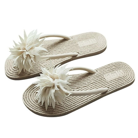 

Boho Beach Slides for Women Flower Clip Toe Flip Flop Casual Summer Vintage Flats Sandals Fashion Outdoor Dress Slippers