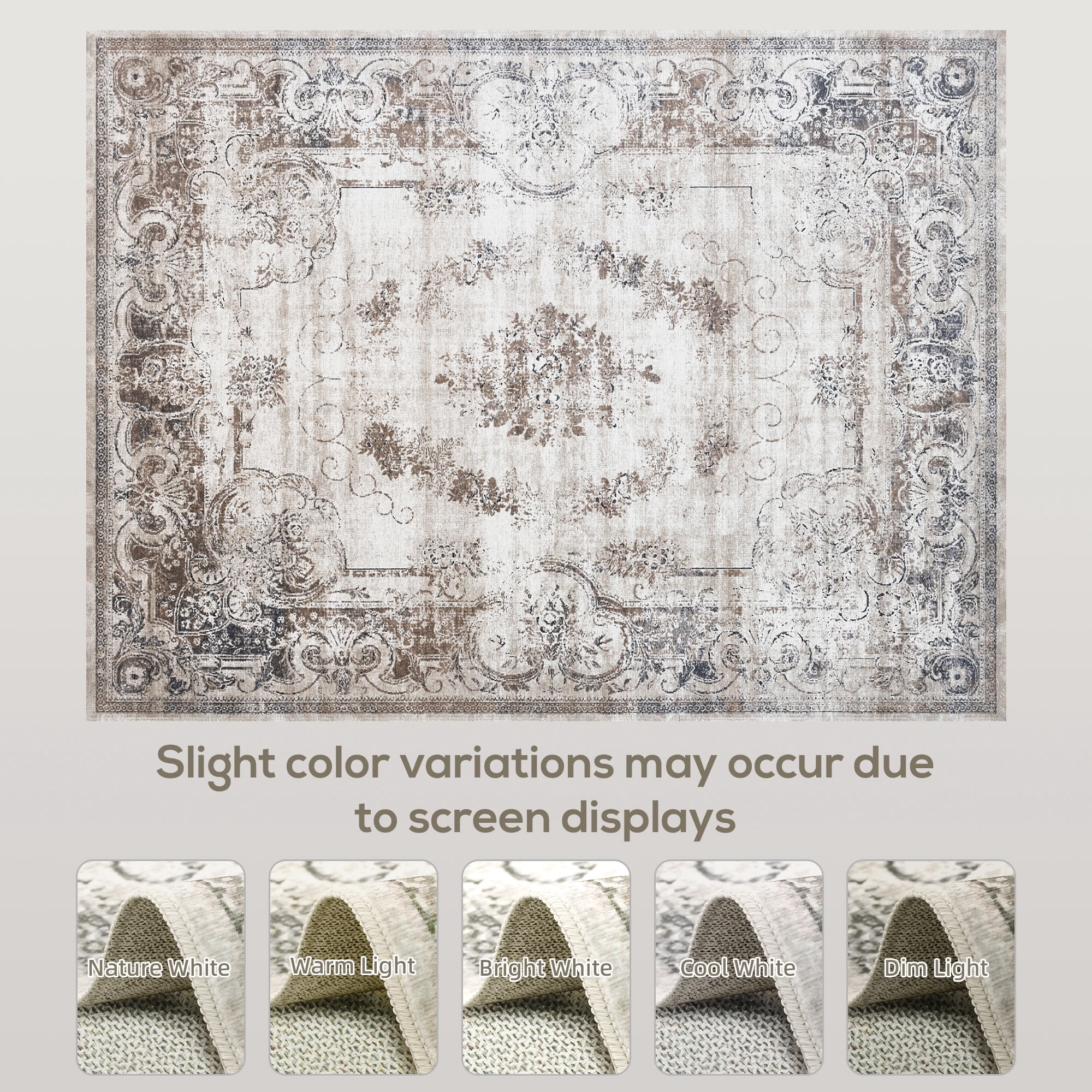 HOMCOM 6x9 Area Rug, Boho Living Room Carpet, Machine Washable, Brown