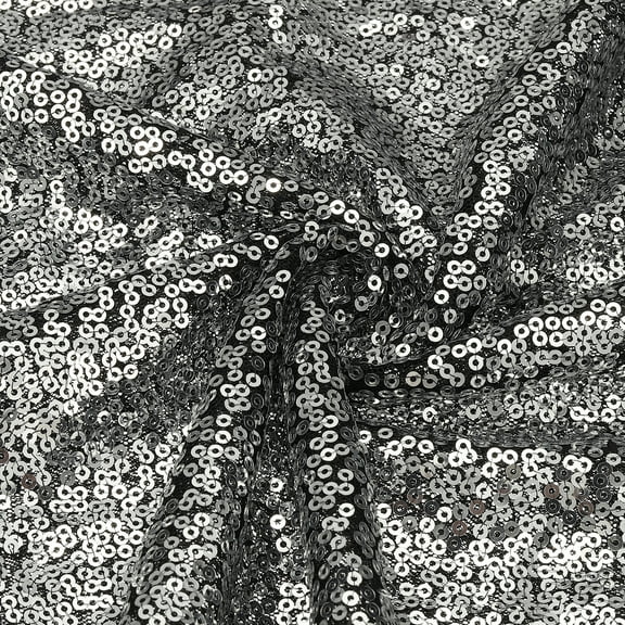 Black Silver Sequin Fabric, by The Yard, 1 Yard Length 4.3ft Wide Sequin Velvet Fabric Shiny Sparkly Cloth for DIY Sewing, Dress, Backdrop, Tablecloth, Table Runner