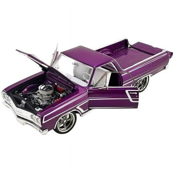 1965 Chevrolet El Camino SS "Custom Cruiser" Purple Metallic w/White Graphics Ltd Ed to 678 pcs 1/18 Diecast Model Car by ACME