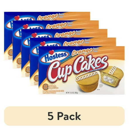 (5 pack) Hostess Orange Cupcakes 8 Count 13.5 oz Box | Pack of 3 (24 Total)