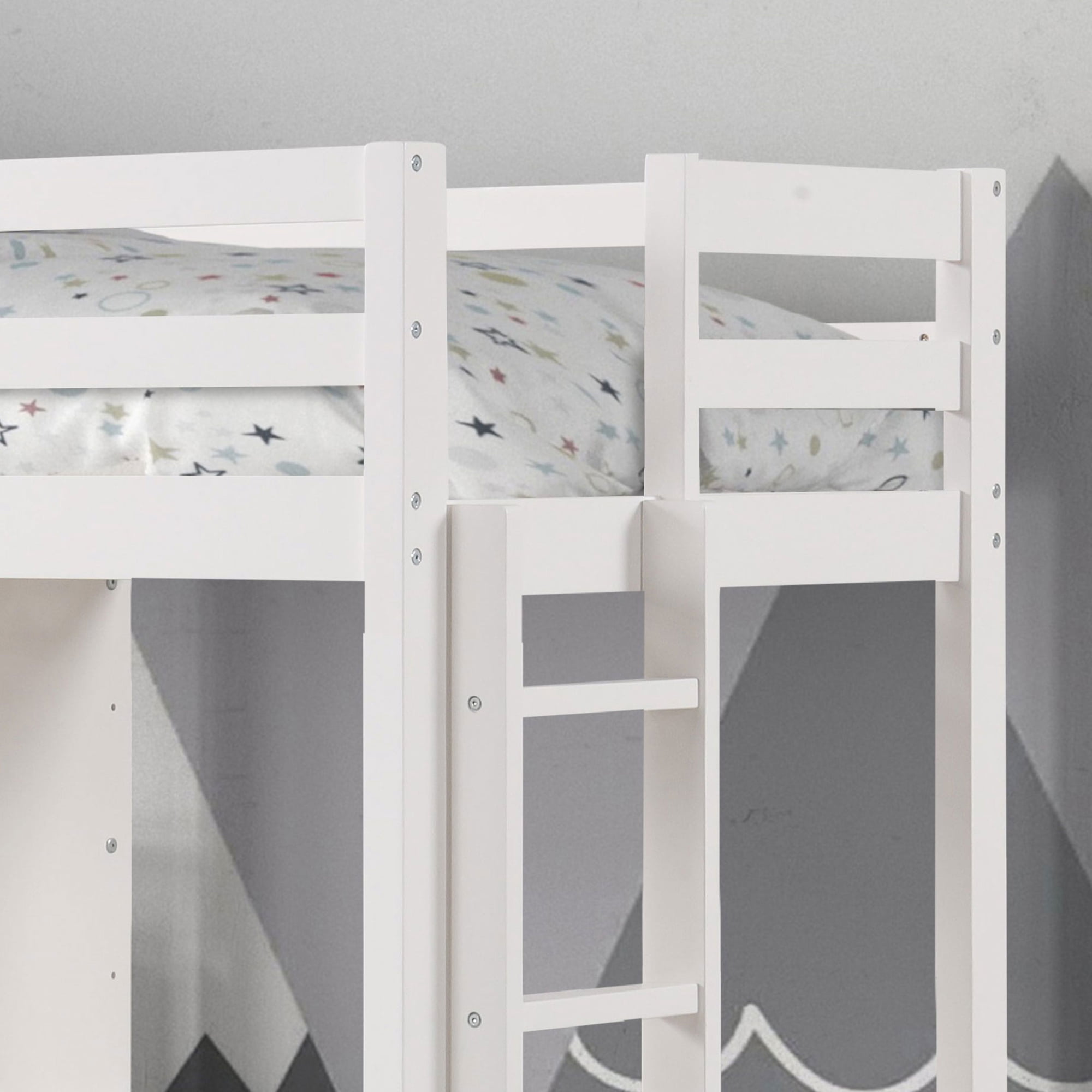 Furniture of America Averly Modern Solid Wood Twin Loft Bed, White