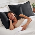thumbnail image 5 of Bare Home Satin Pillowcase Set of 2 - Silky Soft for Hair and Skin - Zipper Closure - King, Black, 5 of 8