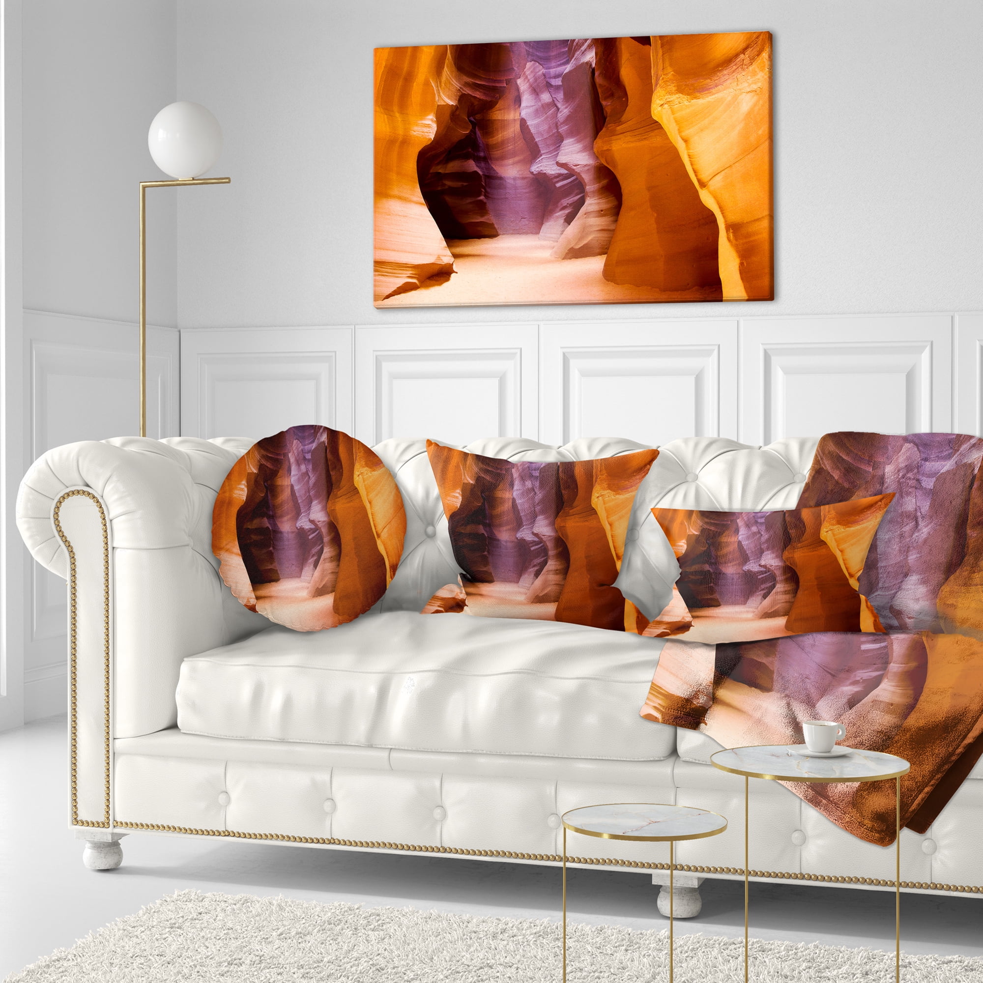 Designart Upper Antelope Canyon - Landscape Photo Throw Pillow - 12x20