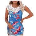 thumbnail image 1 of Camiseta sin mangas de encaje con estampado de mujer Camiseta sin mangas de empalme de cuello redondo Camiseta ligera y cómoda delgada OAVQHLG3B Store lin121212, 1 of 5
