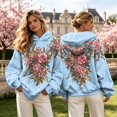 thumbnail image 2 of Womens Plus Size Graphic Hoodies Trendy Floral Printed Hooded Sweatshirts Ladies Loose Fit Pullovers Fall Long Sleeve Tops Y_Blue M, 2 of 7