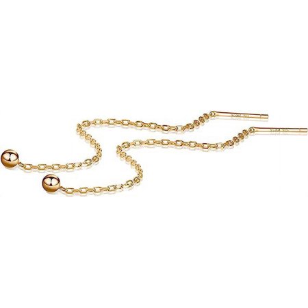 S.Leaf Threader Earrings for Women Threader Earrings Sterling Silver Chain Earrings Tassel Earrings Gold Threader for Women（Gold）