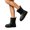Black, variant on Women'S Mid Calf Rain Boots Eye Shaped Decoration Pull On Design Waterproof Thick Sole Casual Shoes For Daily Indoor Outdoor Use White