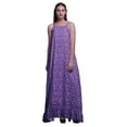 thumbnail image 1 of Bimba Chemise de Nuit Imprimée Florale Violette Forget Me Not Bush pour Femmes, Robe Maxi à Bretelles Spaghetti, Taille Moyenne, 1 of 5