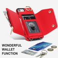 thumbnail image 4 of Phone Case for iPhone 7/8/SE 2020/2022 Wallet Cover with Screen Protector Ring Stand Card Holder Crossbody Strap Cell iPhone7 iPhone8 7s 8s i SE2020 SE2022 2/2nd/3/3rd Generation SE2 SE3 Women Red, 4 of 7