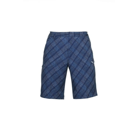 Puma 'Printed Plaid Short' Blue Graphic Flat Front Walking Shorts | Size 30