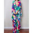 thumbnail image 2 of EDOLYNSA Maxi Kaftan Dresses for Women Moroccan Caftans With Batwing Sleeve Printed Lounge Dress, 2 of 5